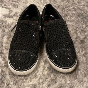 BOGO Adorable black glittery “beaded” slippers
